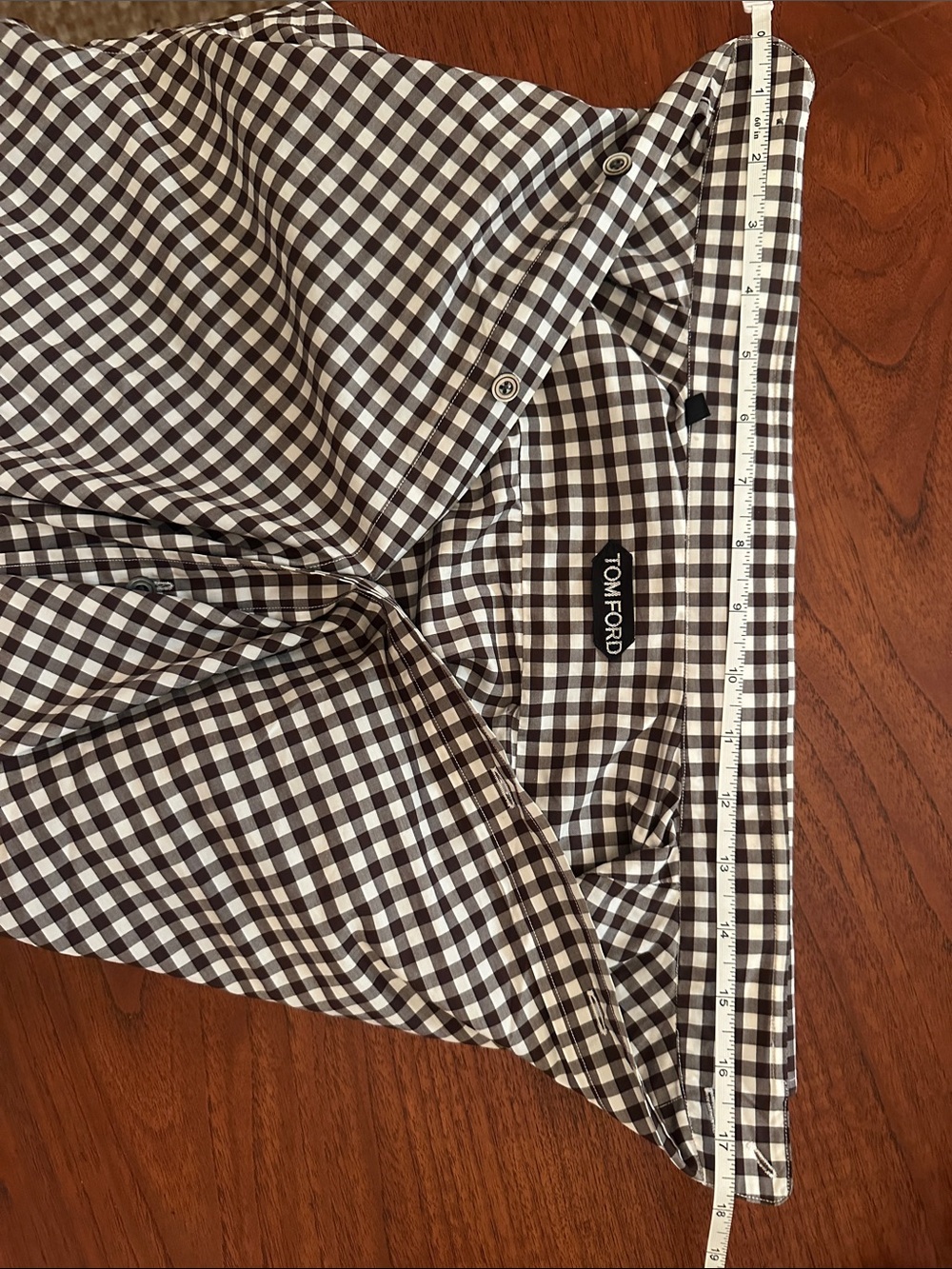 Tom Ford Brown and White Gingham Men’s Dress Shirt size 41 neck 17 1/2 - Picture 6 of 6
